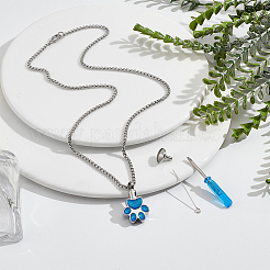 DIY-Kits zur Herstellung von Halsketten mit Katzenpfotenabdruck aus Edelstahl und Emaille für Urnen und Asche&nbsp;DIY-NB0012-91A