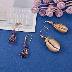 4 paires 4 crochets de boucle d'oreille en laiton micro pavé clair en zircone cubique&nbsp;KK-SZ0004-62