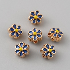 Perline smaltate in lega color oro chiaro&nbsp;ENAM-WH0057-43B