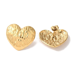 Orecchini a bottone in acciaio inossidabile 304 con placcatura ionica a forma di cuore testurizzato per donna&nbsp;EJEW-L287-032G