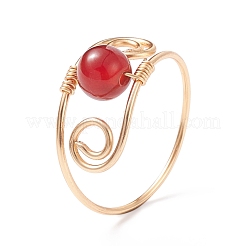 Runder geflochtener Fingerring aus natürlichen Edelsteinen&nbsp;RJEW-JR00502