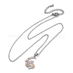 Collane a catena con ciondolo a forma di luna e volpe in ottone per donna&nbsp;LS-NJEW-C067-02P