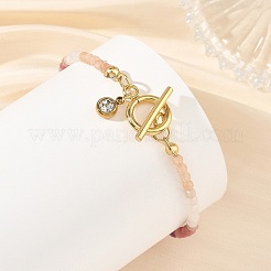 Braccialetti con perline rotonde sfaccettate in pietra naturale mista sfumata&nbsp;BJEW-JB14398-02