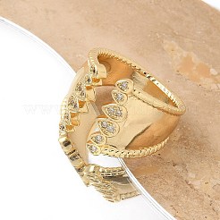 Manschettenfingerringe aus Messing mit Mikropflaster und klarem Zirkonia für Damen&nbsp;RJEW-B112-14G