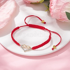 Cuore di strass in lega con braccialetto a maglie infinite&nbsp;BJEW-JB10003