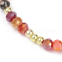 Braccialetti elastici in perline di vetro elettroplaccate rotonde sfaccettate per donna&nbsp;BJEW-JB11625-01
