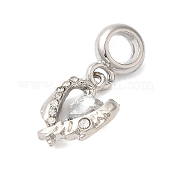 Charms pendenti europei in strass di cristallo in lega di placcatura a cremagliera&nbsp;PALLOY-S189-36P