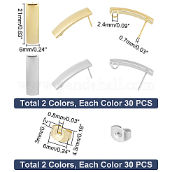 60 pieza de accesorios para pendientes de acero inoxidable 304 de 2 colores&nbsp;STAS-UN0046-14