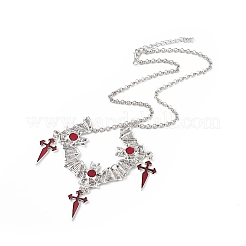 Schamottstein-Emaille-Fledermaus mit Halskette mit Kreuzanhänger und Ohrhängern&nbsp;SJEW-G081-03AS