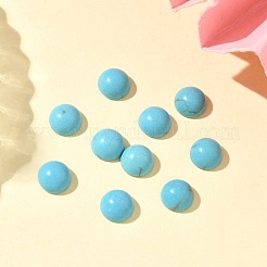 Accessoires d'artisanat teints turquoise synthétique pierres précieuses cabochons de dôme dos plat &nbsp;TURQ-S266-6mm-01