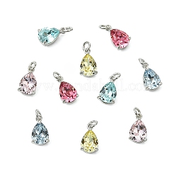 10 Stück 5 Farben Tropfen Messing mit Glasanhängern&nbsp;KK-CJ0003-47