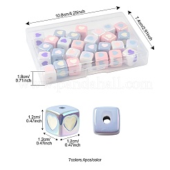 28pcs 7 Farben undurchsichtige Acryl-Emaille-Perlen&nbsp;ACRC-FS0001-03