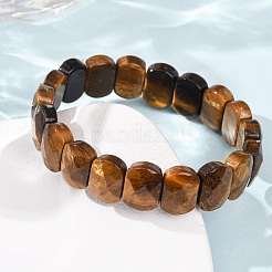Pulseras elásticas unisex con cuentas de ojo de tigre natural&nbsp;G-K303-01C