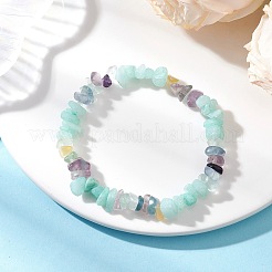 Braccialetti elastici con perline di amazzonite naturale per donna&nbsp;BJEW-JB12589-02