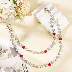 1 pieza de cinturón de cadena con cuentas redondas de arcilla polimérica y rhinestone para mujer&nbsp;AJEW-CN0007-10B