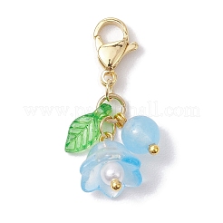 Blumenglas & natürliche & gefärbte malaysische Jade Anhänger Dekoration&nbsp;HJEW-JM01985-01