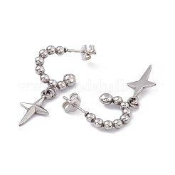 Anillo de acero inoxidable 304 resistente al deslustre con pendientes colgantes de estrella&nbsp;EJEW-B018-03P