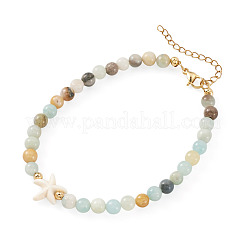 Bracelets de cheville ronds en perles d'amazonite&nbsp;AJEW-TA00061