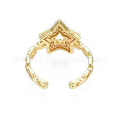 Bague de manchette ouverte pentagramme zircone cubique&nbsp;RJEW-N035-109
