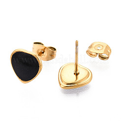 Boucles d'oreilles à tige en acier inoxydable 304 en forme de cœur et émail&nbsp;EJEW-T047-18G-A