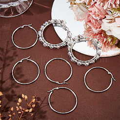 30 par de pendientes de aro de acero inoxidable 304&nbsp;EJEW-SP0001-02B-P