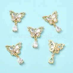 5 pièces en laiton micro pavé pendentifs en zircone cubique claire&nbsp;KK-YW0003-65
