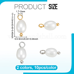 20 Stück 2 Farben natürliche Süßwasser-Zuchtperlen-Reis-Charms&nbsp;PALLOY-PH01895