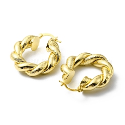 Orecchini a cerchio in corda intrecciata in ottone con placcatura a cremagliera&nbsp;EJEW-D055-14G