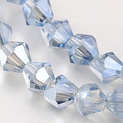 Fili di perle di vetro bicono sfaccettate elettroplaccate&nbsp;EGLA-P017-4mm-13