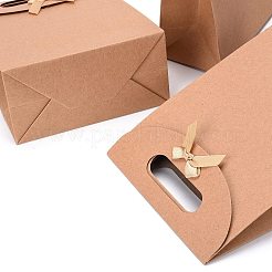 Sacchetti regalo in carta kraft con design fiocco di nastro&nbsp;CARB-WH0009-05B