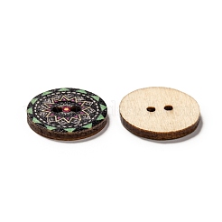 Boutons en bois imprimé avec 2 trou&nbsp;BUTT-ZX004-01B-M