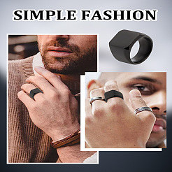 1 anillo de dedo cuadrado de acero inoxidable para hombres&nbsp;RJEW-LP0001-43