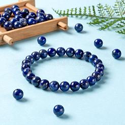 D100pcs 8mm natürliche runde Perlen aus Lapislazuli&nbsp;DIY-LS0002-02