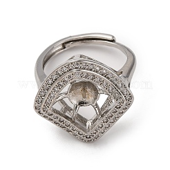 Rhombus Messing Micro Pave klare Zirkonia verstellbare Ringfassungen&nbsp;KK-D378-34P