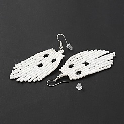 Aretes de candelabro de fantasma trenzado con semilla de vidrio&nbsp;EJEW-B012-02