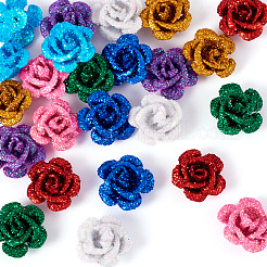 32 Stück 8 Farben 3D Rose Blume Backfarbe Aluminiumperlen&nbsp;FIND-TA0006-14