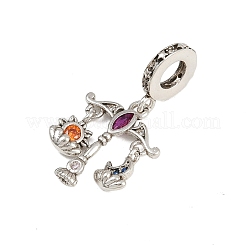 Messing bunte Strass europäische Anhänger&nbsp;KK-P324-07P