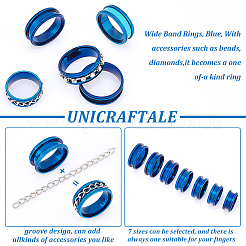 Ensemble de bagues unisexes rainurées en acier inoxydable&nbsp;RJEW-UN0002-65BL