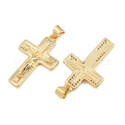 Pendentifs en laiton de Pâques sertis de micro-pavés de zircone cubique transparente&nbsp;CU-CBADC6C-09G-02