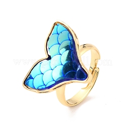 Verstellbarer Fingerring aus Harz mit Fischschwanz im Meerjungfrau-Stil&nbsp;RJEW-C009-01A-02