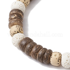 Armbänder aus natürlichem Lavastein und Holzperlen&nbsp;BJEW-JB10977