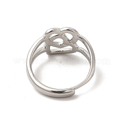 Bague réglable à double cœur en acier inoxydable 304 anti-ternissement pour femme&nbsp;RJEW-P081-02P