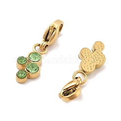 Pendentifs décoratifs en strass en acier inoxydable 304&nbsp;STAS-M092-07G