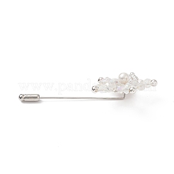 Blume aus geflochtenen Glasperlen mit Anstecknadel aus Muschelperlen&nbsp;JEWB-TA00004