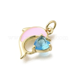 Pendentifs avec zircon cubiques à micro-pavés en laiton&nbsp;KK-D255-03G-01