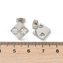 Ohrstecker aus 304 Edelstahl mit Mikropavé und klaren Zirkonia&nbsp;EJEW-Z089-25P