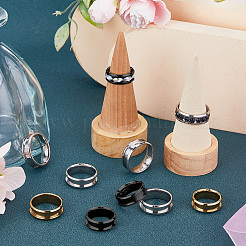 18 stücke 18 stile 201 edelstahl geriffelte finger ring einstellungen&nbsp;RJEW-SC0001-41