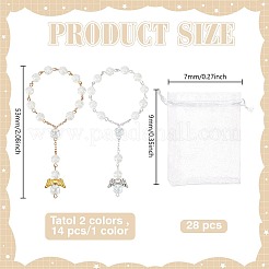 28 stücke 2 arten engel mit blume kunststoff imitation perle charme armbänder&nbsp;BJEW-GO0001-40