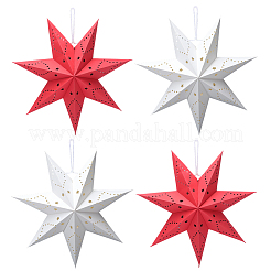 4 lanterne étoile en papier 2 couleurs à suspendre&nbsp;AJEW-GF0012-48
