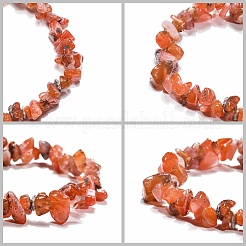 Bracciali elasticizzati con chip di corniola (tinti).&nbsp;BJEW-JB01308-04